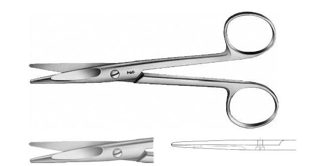 Майо-стілл ножиці тупі/тупі прямі 140 мм